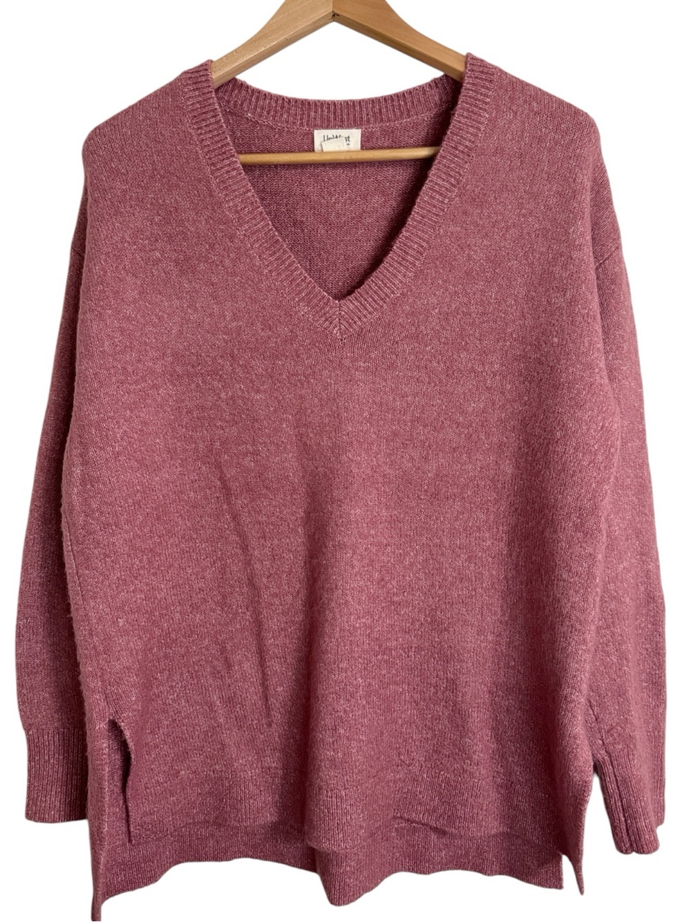 UpWest Resort & Mercantile V-Neck Plush Chunky Sweater Hi Lo Dusty Mauve size M